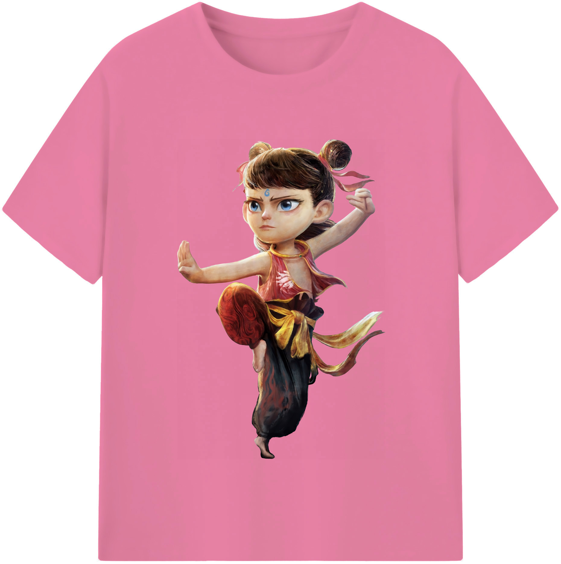 （画像用） Ne Zha 2 ナタ 魔童の大暴れ 綿100％半袖Tシャツ（フロントプリント）